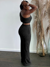 Zweiteiliges Jacquard-Crop-Top und lange Hose